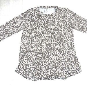 Supernova Animal Print Brown and White Womens Blouse Size L